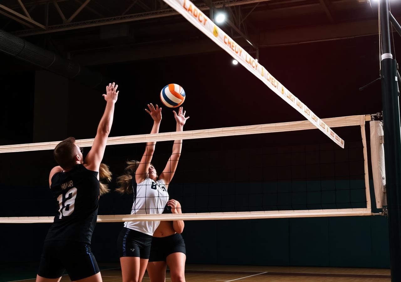 Remate de voleibol en la red